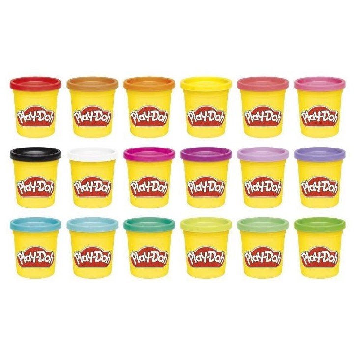 Play-Doh Pack de 18 pots imagination, loisirs créatifs de pâte a modeler pour enfants, des 2 ans