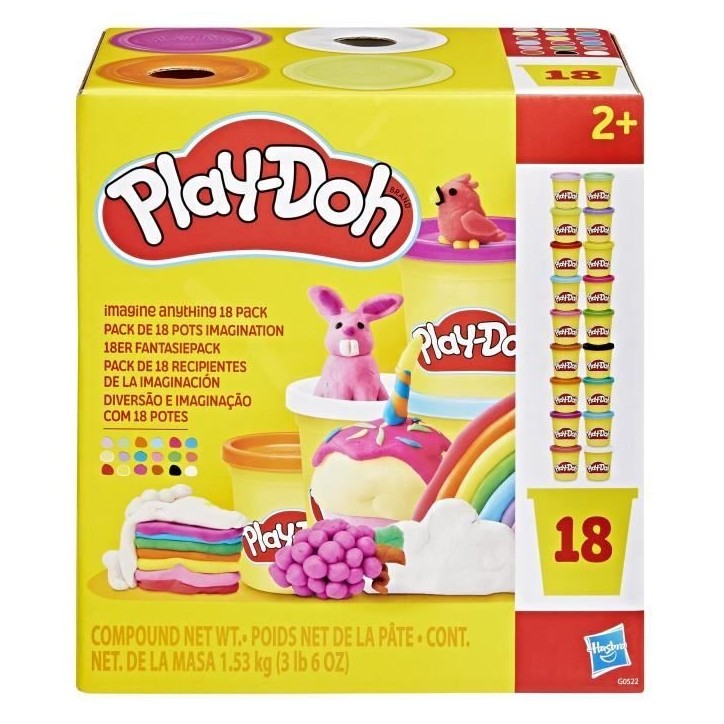 Play-Doh Pack de 18 pots imagination, loisirs créatifs de pâte a modeler pour enfants, des 2 ans