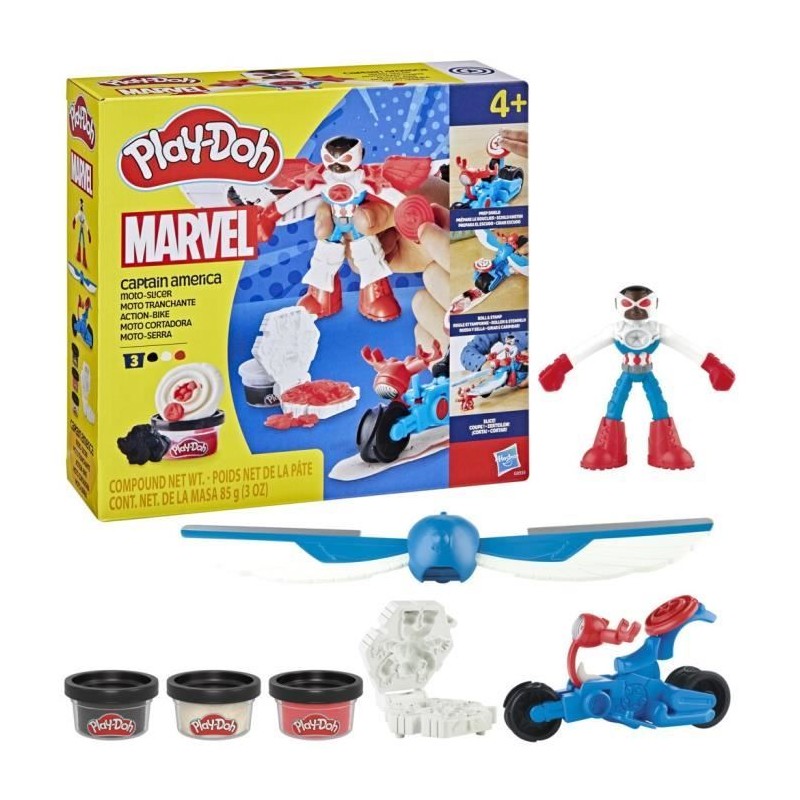 Play-Doh Captain America, coffret Moto tranchante avec figurine flexib Play-Doh Captain America, coffret Moto tranchante avec figurine flexib
