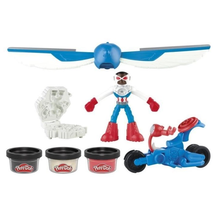 Play-Doh Captain America, coffret Moto tranchante avec figurine flexible, 3 accessoires et pâte a modeler, des 4 ans, Marvel Play-Doh Captain America, coffret Moto tranchante avec figurine flexible, 3 accessoires et pâte a modeler, des 4 ans, Marvel
