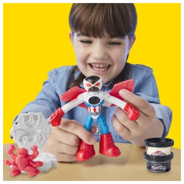 Play-Doh Captain America, coffret Moto tranchante avec figurine flexible, 3 accessoires et pâte a modeler, des 4 ans, Marvel Play-Doh Captain America, coffret Moto tranchante avec figurine flexible, 3 accessoires et pâte a modeler, des 4 ans, Marvel