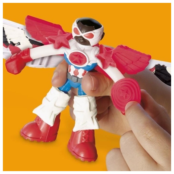 Play-Doh Captain America, coffret Moto tranchante avec figurine flexible, 3 accessoires et pâte a modeler, des 4 ans, Marvel Play-Doh Captain America, coffret Moto tranchante avec figurine flexible, 3 accessoires et pâte a modeler, des 4 ans, Marvel