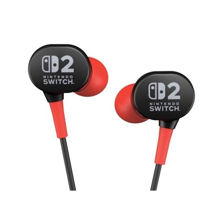 Ecouteurs filaires - Power A - Nintendo Switch 2 - Noir et Rouge