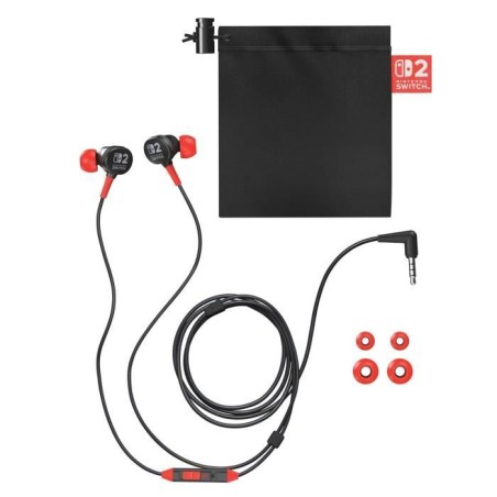 Ecouteurs filaires - Power A - Nintendo Switch 2 - Noir et Rouge