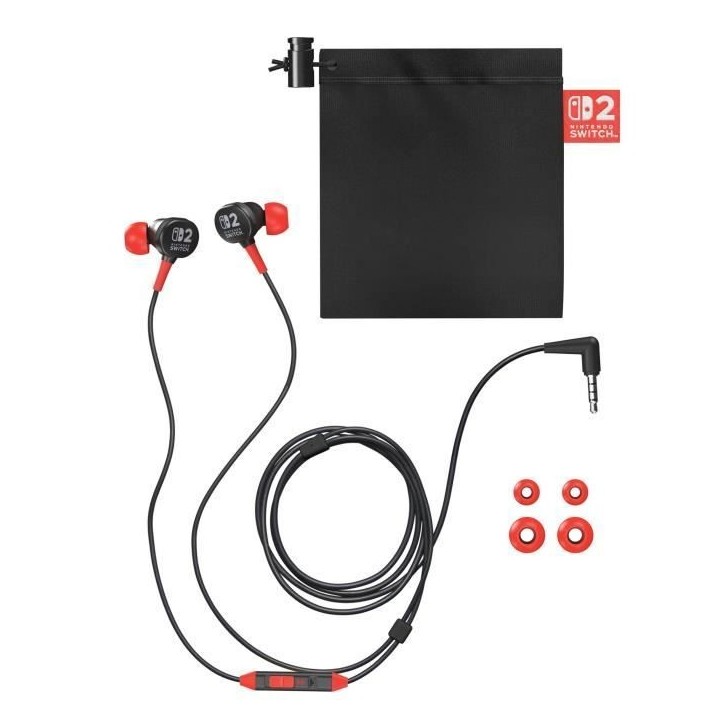 Ecouteurs filaires - Power A - Nintendo Switch 2 - Noir et Rouge