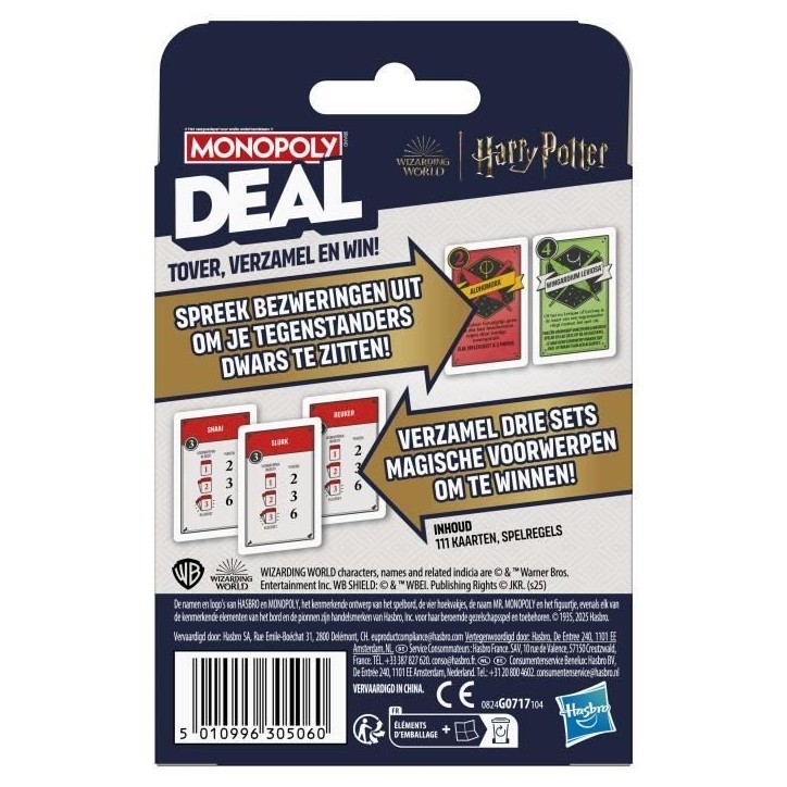 Monopoly Deal Harry Potter, Jeu de cartes rapide 15 min, Hasbro Games, Des 8 ans Monopoly Deal Harry Potter, Jeu de cartes rapide 15 min, Hasbro Games, Des 8 ans