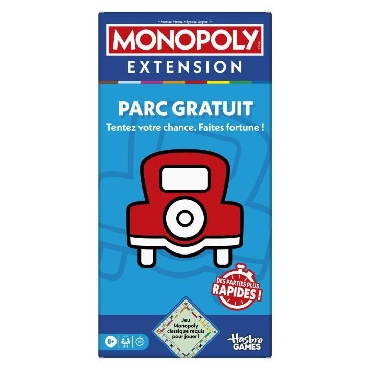 Monopoly Extension Parc gratuit, rend le jeu Monopoly classique plus amusant et plus rapide, 2 a 6 joueurs, 40 minutes, jeux d
