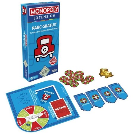 Monopoly Extension Parc gratuit, rend le jeu Monopoly classique plus amusant et plus rapide, 2 a 6 joueurs, 40 minutes, jeux d