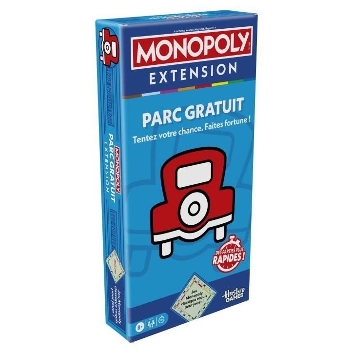 Monopoly Extension Parc gratuit, rend le jeu Monopoly classique plus amusant et plus rapide, 2 a 6 joueurs, 40 minutes, jeux d