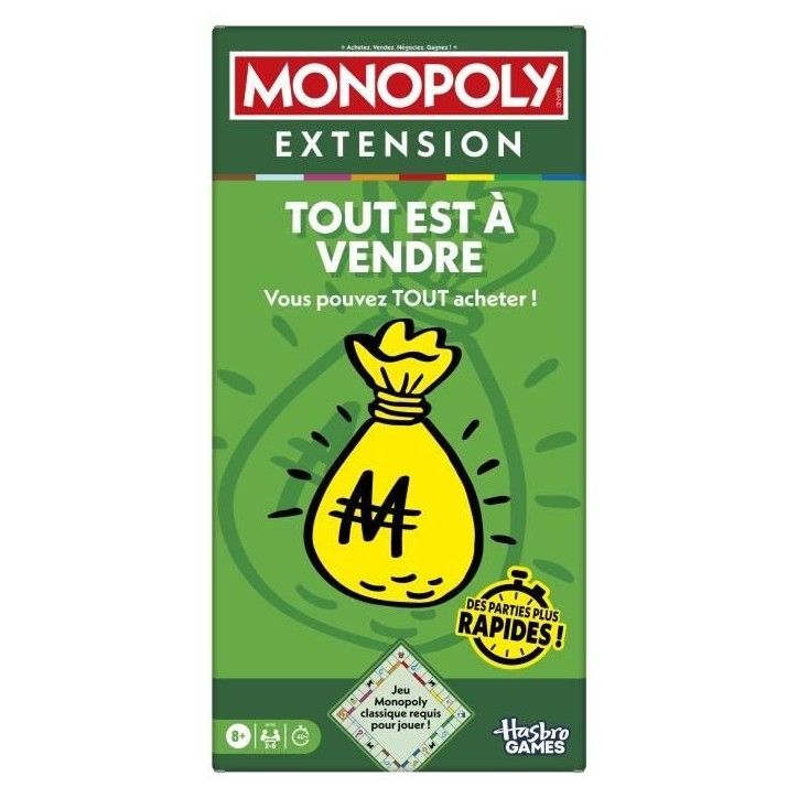 Monopoly Extension Tout est a vendre, rend le jeu Monopoly classique plus amusant et plus rapide, jeux de plateau, 2 a 6 joueur Monopoly Extension Tout est a vendre, rend le jeu Monopoly classique plus amusant et plus rapide, jeux de plateau, 2 a 6 joueur