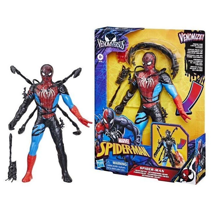 Figurine Spider-Man Métamorphose liquide de 28 cm avec accessoires, Marvel Spider-Man VenomVersus, jouets de super-héros pour Figurine Spider-Man Métamorphose liquide de 28 cm avec accessoires, Marvel Spider-Man VenomVersus, jouets de super-héros pour