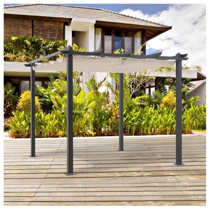 Pergola en aluminium CORDOBA - Beige - 3 x 3 m