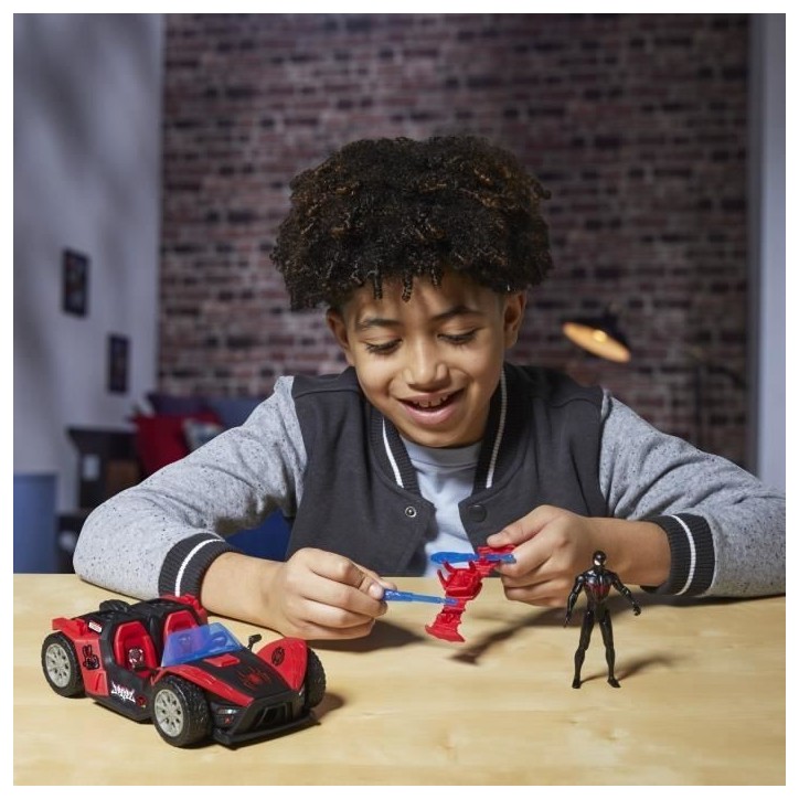 Figurine Miles Morales Bolide de course Remix, Marvel Spider-Man VenomVersus Epic World of Action, des 4 ans