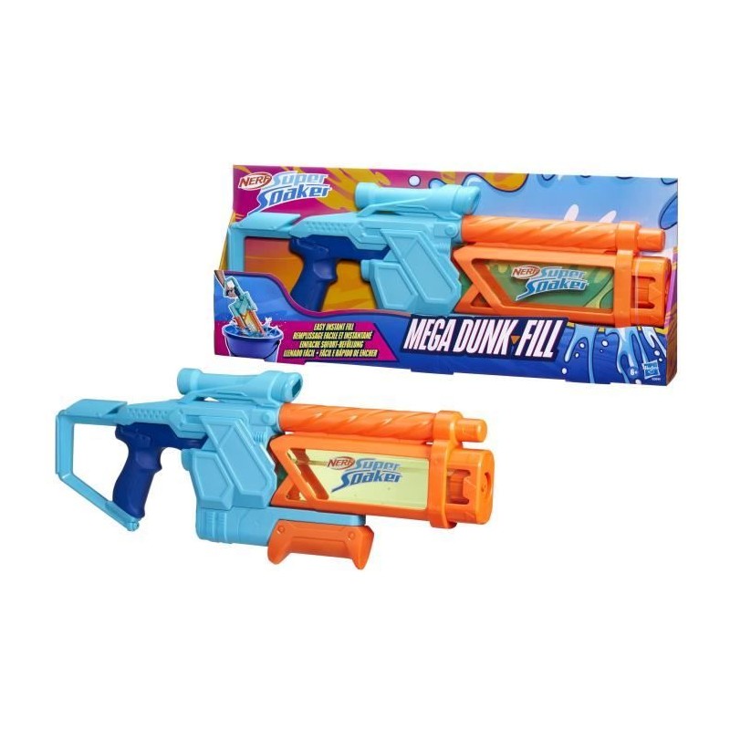 Nerf Pistolet a eau Mega Dunk-Fill, remplissage instantané facile, R
