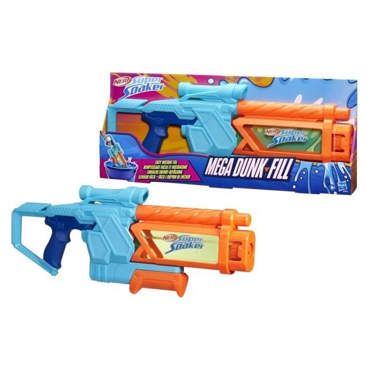 Nerf Pistolet a eau Mega Dunk-Fill, remplissage instantané facile, Réservoir 1L, Nerf Super Soaker, des 6 ans Nerf Pistolet a eau Mega Dunk-Fill, remplissage instantané facile, Réservoir 1L, Nerf Super Soaker, des 6 ans