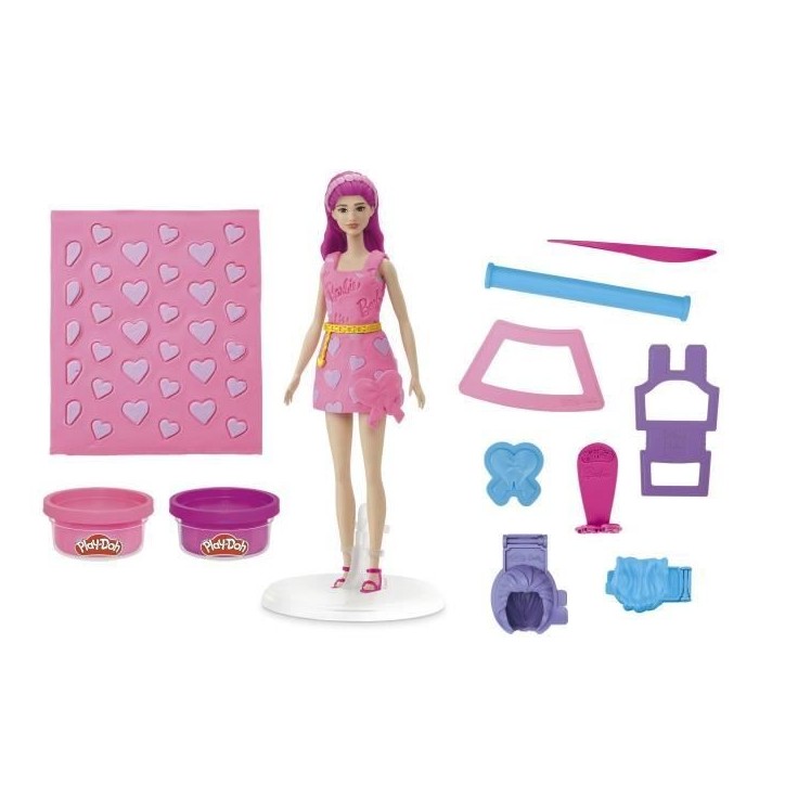 Play-Doh Barbie Coeurs et coiffure, coffret de pâte a modeler Play-Doh Barbie Coeurs et coiffure, coffret de pâte a modeler