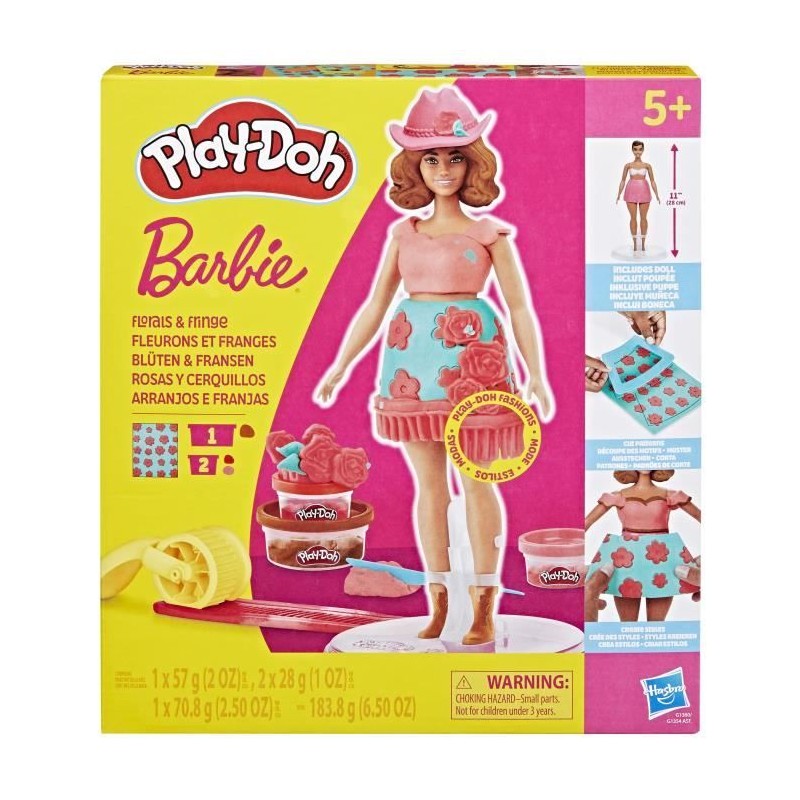 Play-Doh Barbie Fleurons et franges, coffret de pâte a modeler Play-Doh Barbie Fleurons et franges, coffret de pâte a modeler