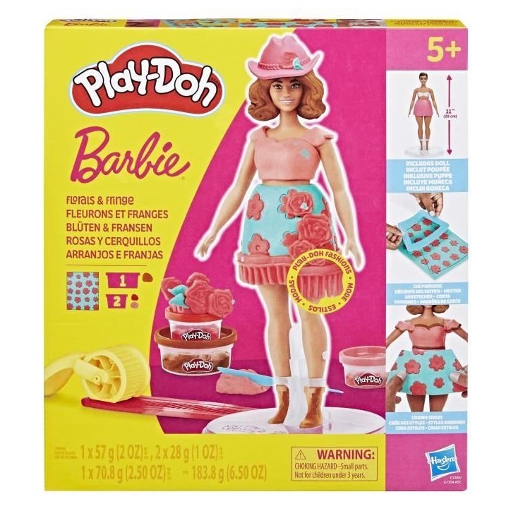 Play-Doh Barbie Fleurons et franges, coffret de pâte a modeler Play-Doh Barbie Fleurons et franges, coffret de pâte a modeler
