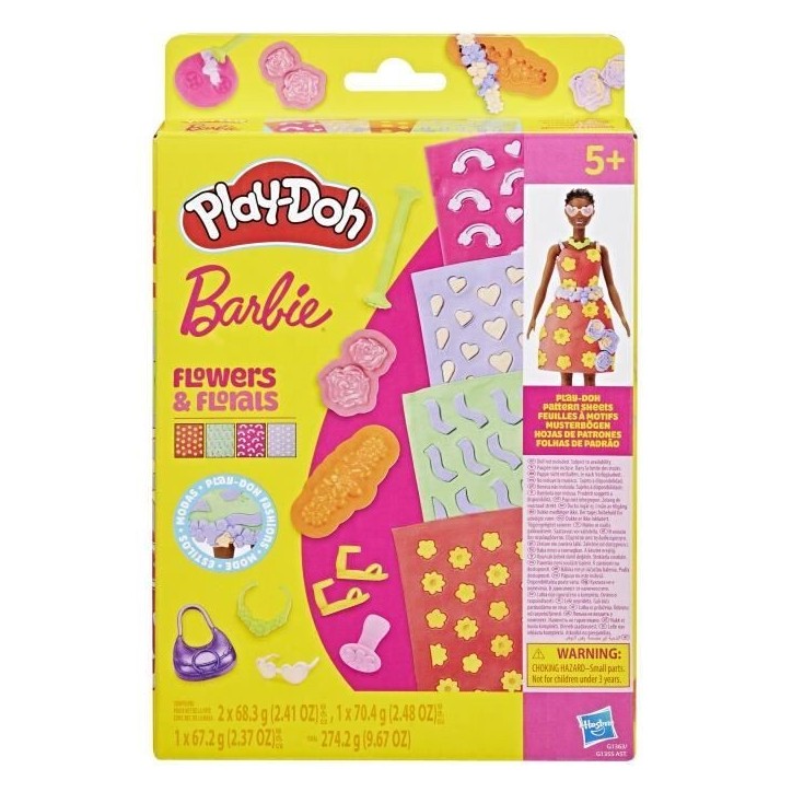 Play-Doh Barbie Fleurs et fleurons, recharges pour coffret de pâte a modeler