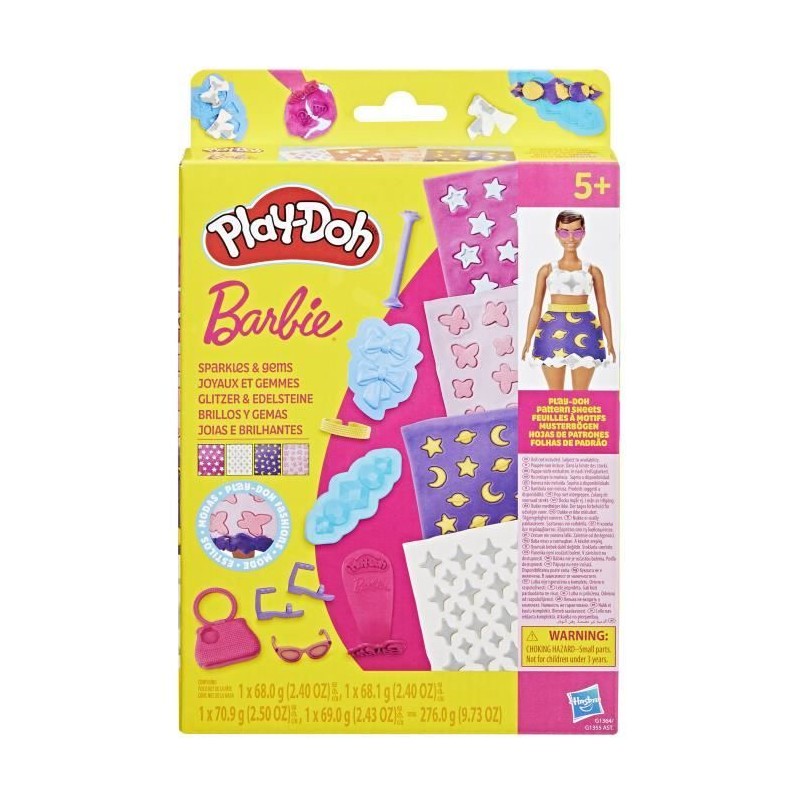 Play-Doh Barbie Joyaux et gemmes, recharges pour coffret de pâte a mo Play-Doh Barbie Joyaux et gemmes, recharges pour coffret de pâte a mo