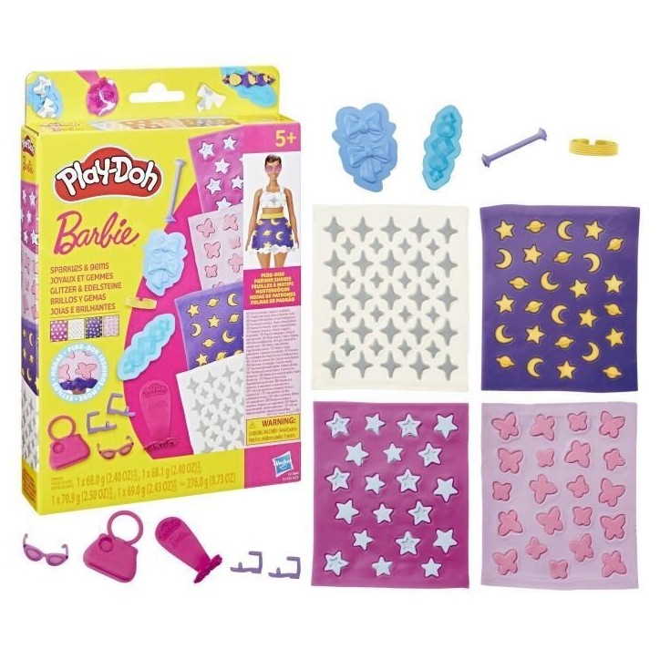 Play-Doh Barbie Joyaux et gemmes, recharges pour coffret de pâte a modeler Play-Doh Barbie Joyaux et gemmes, recharges pour coffret de pâte a modeler