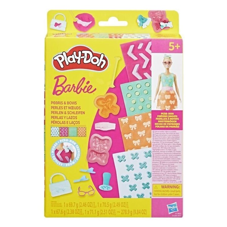 Play-Doh Barbie Perles et noeuds, recharges pour coffret de pâte a modeler