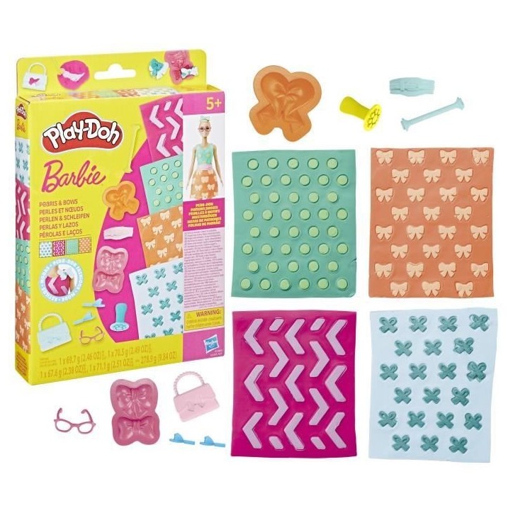 Play-Doh Barbie Perles et noeuds, recharges pour coffret de pâte a modeler