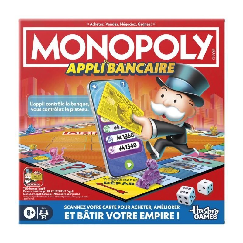 Monopoly Appli bancaire, jeu de plateau avec appli pour appareil type Monopoly Appli bancaire, jeu de plateau avec appli pour appareil type