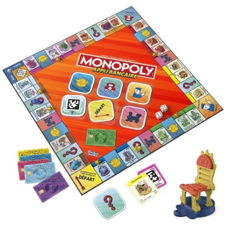Monopoly Appli bancaire, jeu de plateau avec appli pour appareil type smartphone, des 8 ans