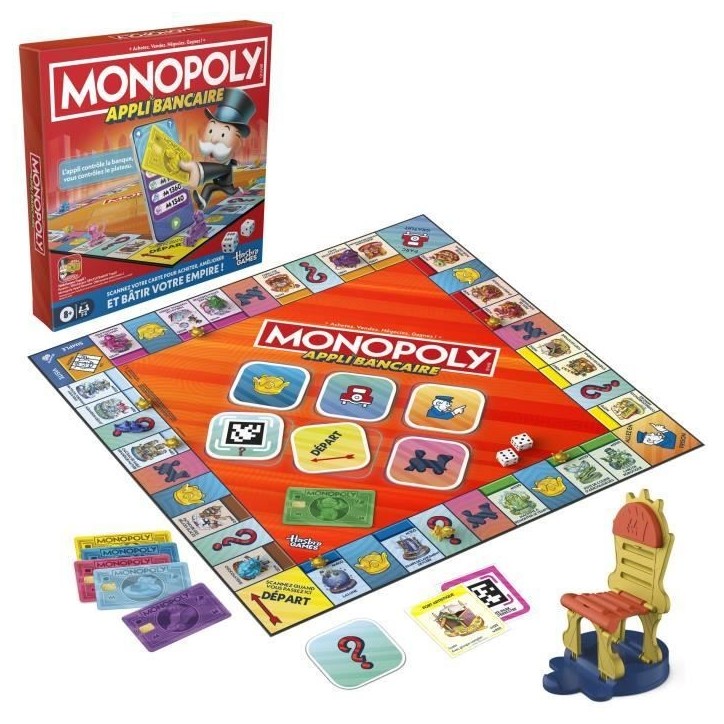 Monopoly Appli bancaire, jeu de plateau avec appli pour appareil type smartphone, des 8 ans Monopoly Appli bancaire, jeu de plateau avec appli pour appareil type smartphone, des 8 ans