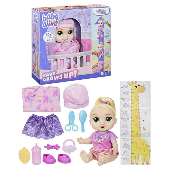 Baby Alive Bébé grandit LaLa GooGoo, coffret poupée interactive, avec plus de 75 sons et phrases, des 3 ans Baby Alive Bébé grandit LaLa GooGoo, coffret poupée interactive, avec plus de 75 sons et phrases, des 3 ans