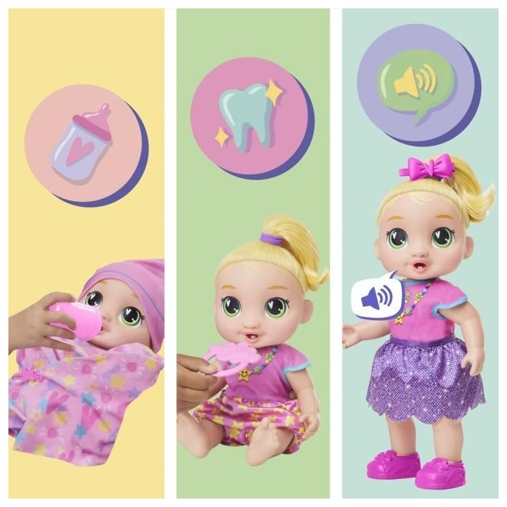 Baby Alive Bébé grandit LaLa GooGoo, coffret poupée interactive, avec plus de 75 sons et phrases, des 3 ans Baby Alive Bébé grandit LaLa GooGoo, coffret poupée interactive, avec plus de 75 sons et phrases, des 3 ans