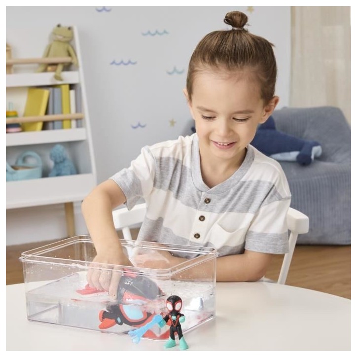Figurine et véhicule Miles Morales Water-Webs Dauphin filant, Marvel Spidey et ses Amis Extraordinaires, Des 4 ans