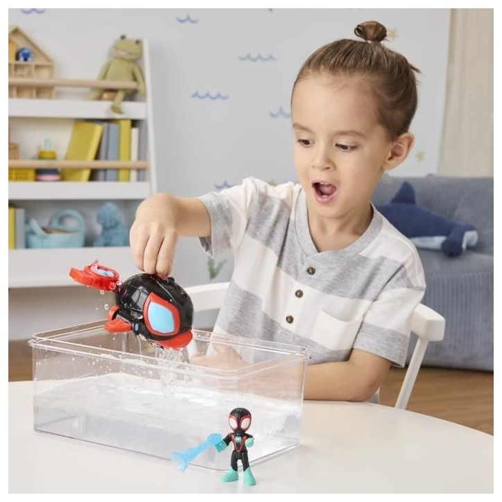 Figurine et véhicule Miles Morales Water-Webs Dauphin filant, Marvel Spidey et ses Amis Extraordinaires, Des 4 ans
