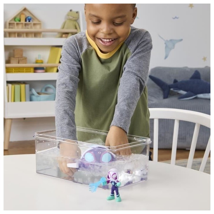 Figurine et véhicule Ghost-Spider Water-Webs Tortue fantôme, Marvel Spidey et ses Amis Extraordinaires, Des 4 ans