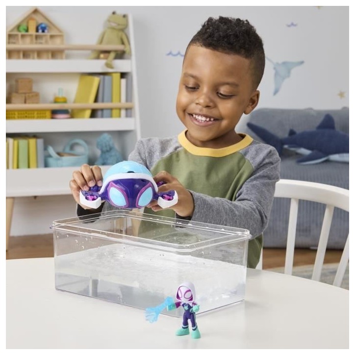 Figurine et véhicule Ghost-Spider Water-Webs Tortue fantôme, Marvel Spidey et ses Amis Extraordinaires, Des 4 ans