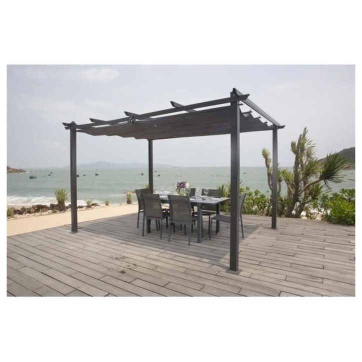 Pergola en aluminium CORDOBA - Gris - 4 x 3 m