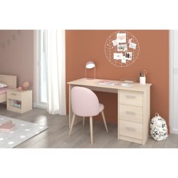 Bureau droit 3 tiroirs ESSENTIEL - Panneaux de particules - Décor Aca