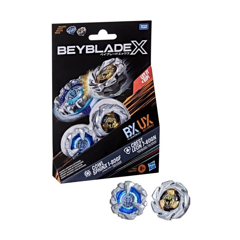 Beyblade X Dual Pack Toupie Cowl Sphinx 1-80GF et Crest Leon 7-60GN, d Beyblade X Dual Pack Toupie Cowl Sphinx 1-80GF et Crest Leon 7-60GN, d