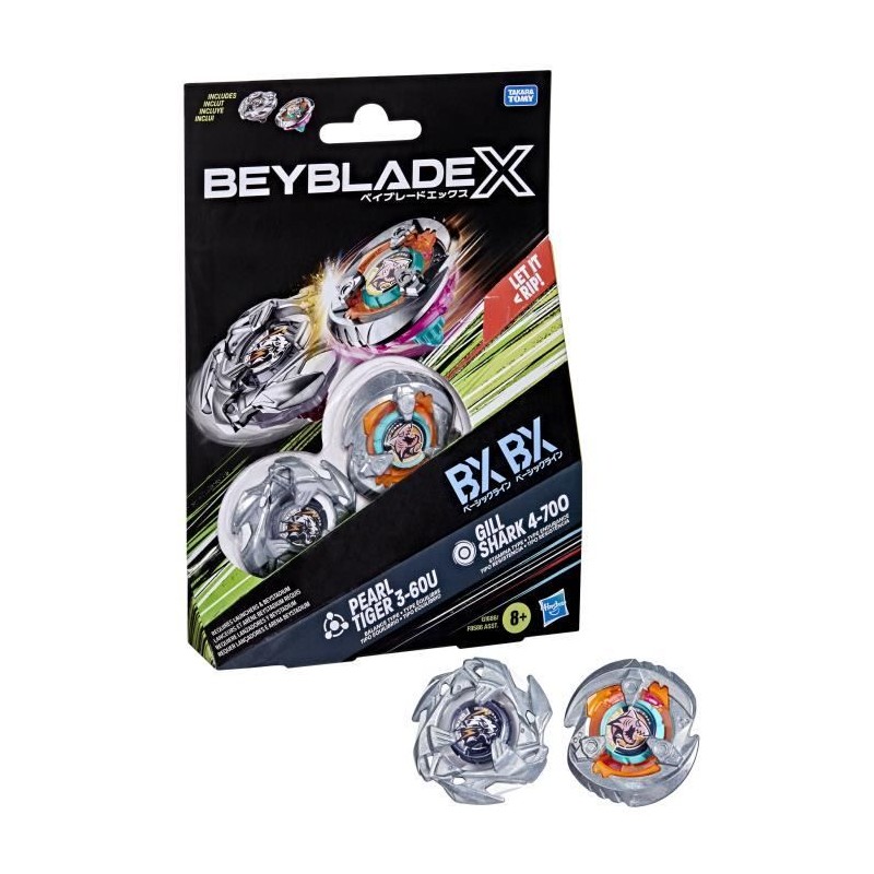Beyblade X Dual Pack Gill Shark 4-70O et Pearl Tiger 3-60U, Toupie de Beyblade X Dual Pack Gill Shark 4-70O et Pearl Tiger 3-60U, Toupie de