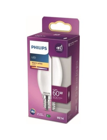 Ampoule LED PHILIPS Non dimmable - E14 - 60W - Blanc Chaud