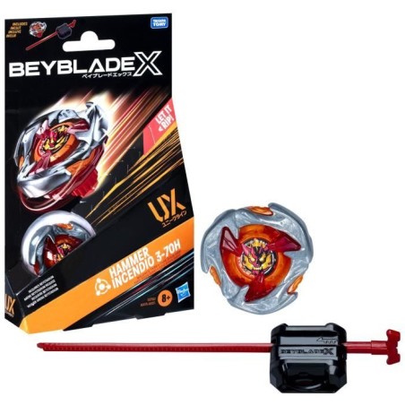 Beyblade X, Starter Pack Hammer Incendio 3-70H UX avec toupie de type