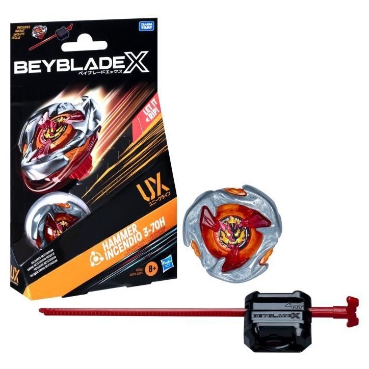 Beyblade X, Starter Pack Hammer Incendio 3-70H UX avec toupie de type équilibre et lanceur, des 8 ans Beyblade X, Starter Pack Hammer Incendio 3-70H UX avec toupie de type équilibre et lanceur, des 8 ans