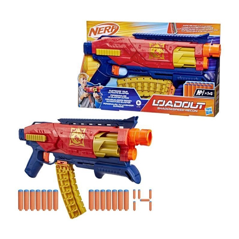 Nerf Loadout Shadowspeed Recon, blaster avec rangement pour les 14 fl Nerf Loadout Shadowspeed Recon, blaster avec rangement pour les 14 fl