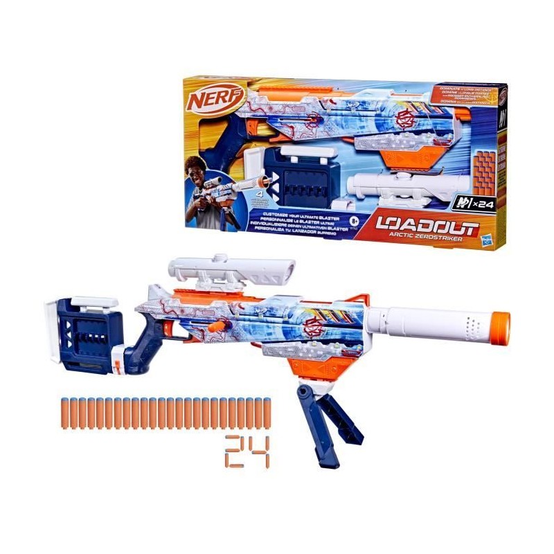 Nerf Loadout Arctic Zerostriker, blaster avec 4 accessoires interchan Nerf Loadout Arctic Zerostriker, blaster avec 4 accessoires interchan