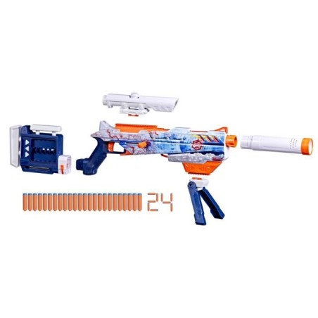 Nerf Loadout Arctic Zerostriker, blaster avec 4 accessoires interchangeables, 24 fléchettes Nerf N1, chargeur interne 6 flé