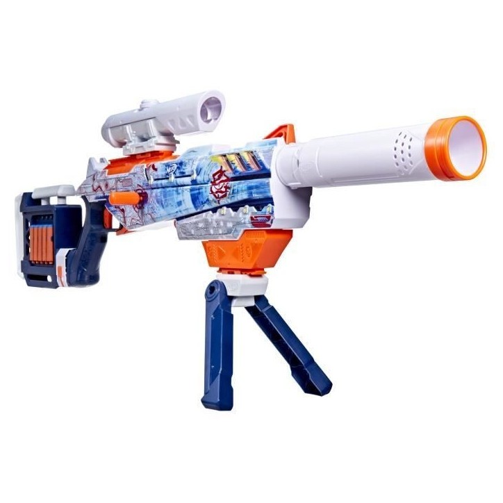 Nerf Loadout Arctic Zerostriker, blaster avec 4 accessoires interchangeables, 24 fléchettes Nerf N1, chargeur interne 6 flé Nerf Loadout Arctic Zerostriker, blaster avec 4 accessoires interchangeables, 24 fléchettes Nerf N1, chargeur interne 6 flé