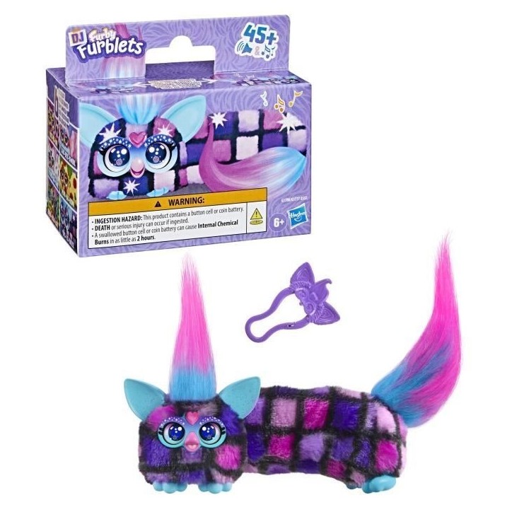 Furby DJ Furblets Dis-Co-Dazz, Mini peluche électronique, jouet pour enfant, 45 sons et musiques, des 6 ans Furby DJ Furblets Dis-Co-Dazz, Mini peluche électronique, jouet pour enfant, 45 sons et musiques, des 6 ans