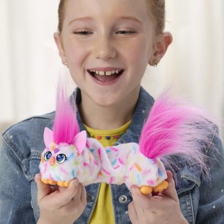 Furby DJ Furblets Berry-Cup-Cake, Mini peluche électronique, jouet pour enfant, 45 sons et musiques, des 6 ans
