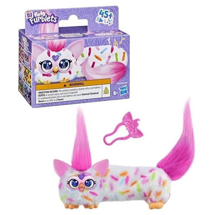 Furby DJ Furblets Berry-Cup-Cake, Mini peluche électronique, jouet pour enfant, 45 sons et musiques, des 6 ans Furby DJ Furblets Berry-Cup-Cake, Mini peluche électronique, jouet pour enfant, 45 sons et musiques, des 6 ans